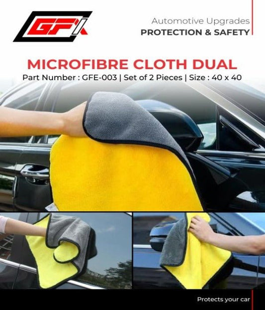 GFX Microfiber Cloth Dual, Cleaning Towel for Car (40x40-cm) (Pack of 2)