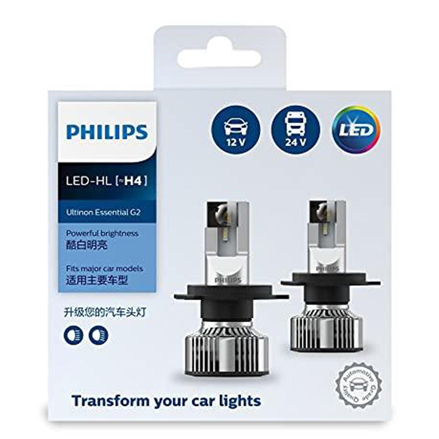 Philips H4 Ultinon Essential G2 LED Lamp 6000K Luxeon (Pure White, 2 Pieces) - Autosparz
