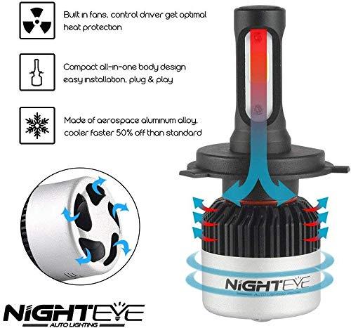 NIGHT-EYE H4 LED Headlight Bulbs Conversion Kit with High Beam Headlamp - Autosparz