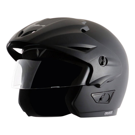 Vega Cruiser W/P Dull Black Open Face Helmet
