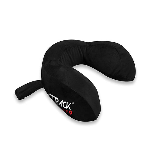 CTRACK NXT Memory Foam Travel Pillow with Extra Soft Velvet Cover (Black)