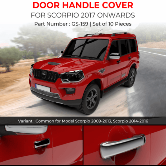 Galio Car Chrome Door Handle Cover for Mahindra Scorpio (2017 Onwards) (Set of 10 Pcs.) - Autosparz