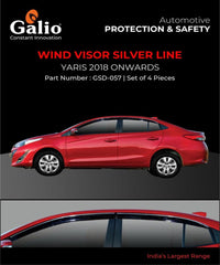Galio Car Door Wind Visor With Silver Chrome Line For Toyota Yaris (2018 Onward) (Set of 4 pcs.) - Autosparz