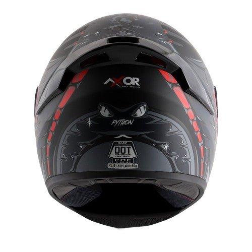 Axor Rage Python Full Face Helmet (Matt Black Grey Red) - Autosparz