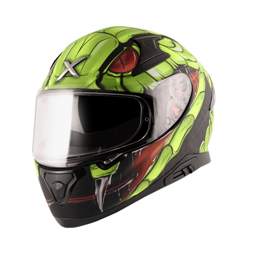 Axor Apex Venomous D/V Full Face Helmet (Dull Black Neon Green) - Autosparz
