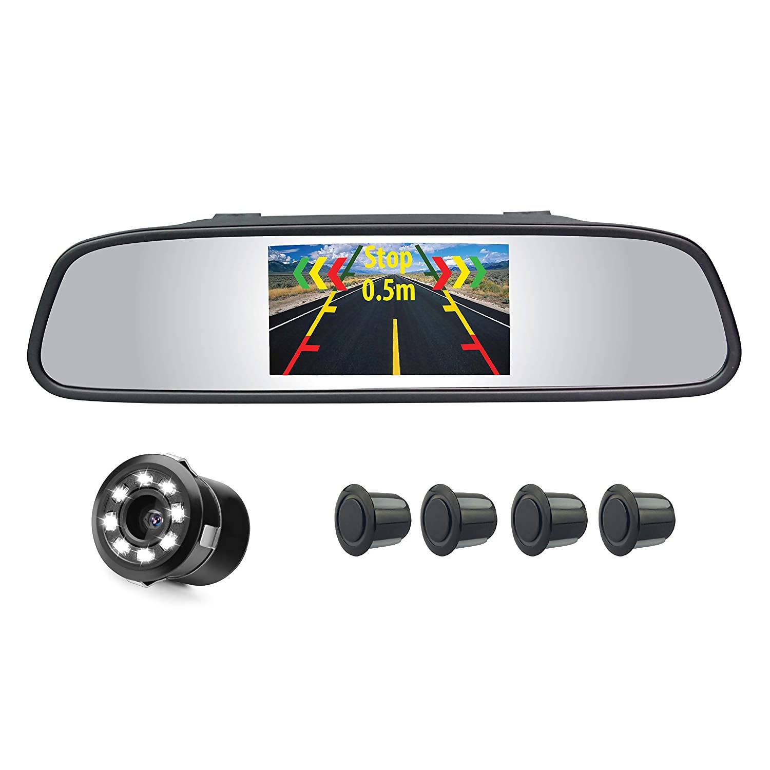 Car Reverse Parking Sensor  VFD Display in Mirror with Human