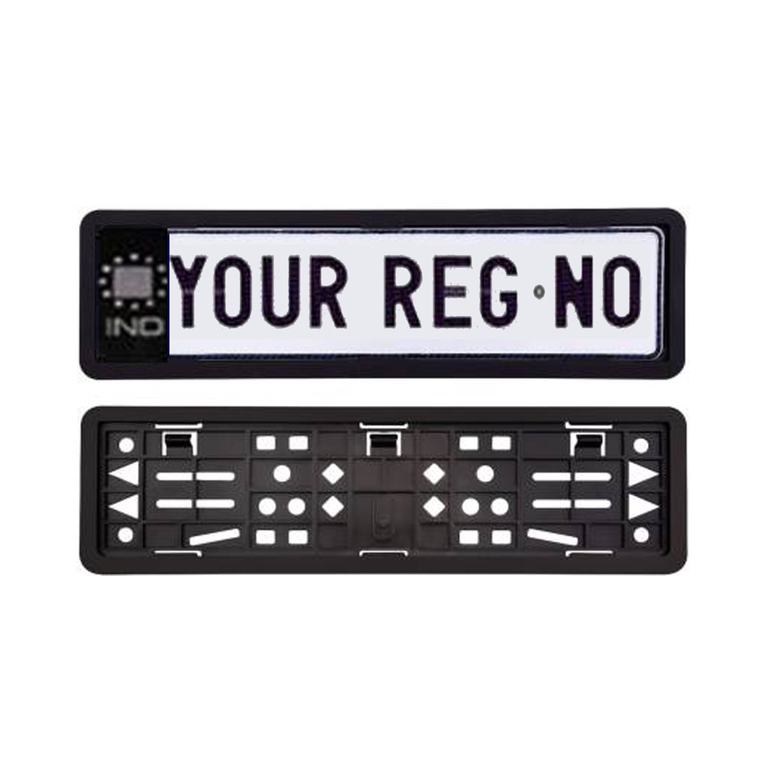 Car Licensed IND Number Plates and Frames (Black)