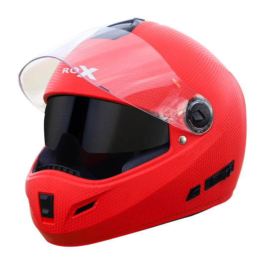 Steel Bird SBH-02 Rox Dashing Red Helmet with Sun Shield Visor - Autosparz