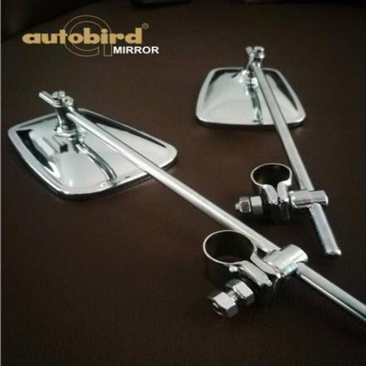 Autobird Yoke Fitting Stainless Steel Rear View Mirrors for Bajaj Avenger, Bullet, KB 100, RX 100, Discover (Set of 2) (Chrome) - Autosparz