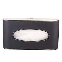 GFX Handcrafted Leather Tissue Box Holder Universal Fit On Car (Black & Grey)