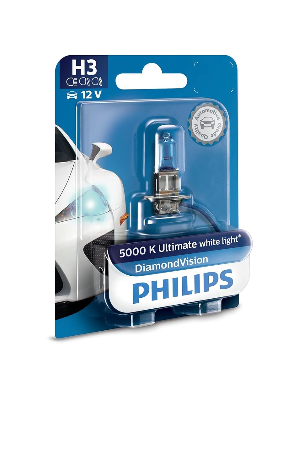 Philips H3 12336 Diamond Vision Headlight Bulb (12V, 55W) Pack of 2 –  Autosparz