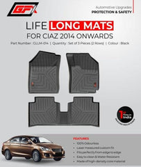 GFX Maruti Suzuki Ciaz 2014 Onwards Life Long Floor Mats - Autosparz