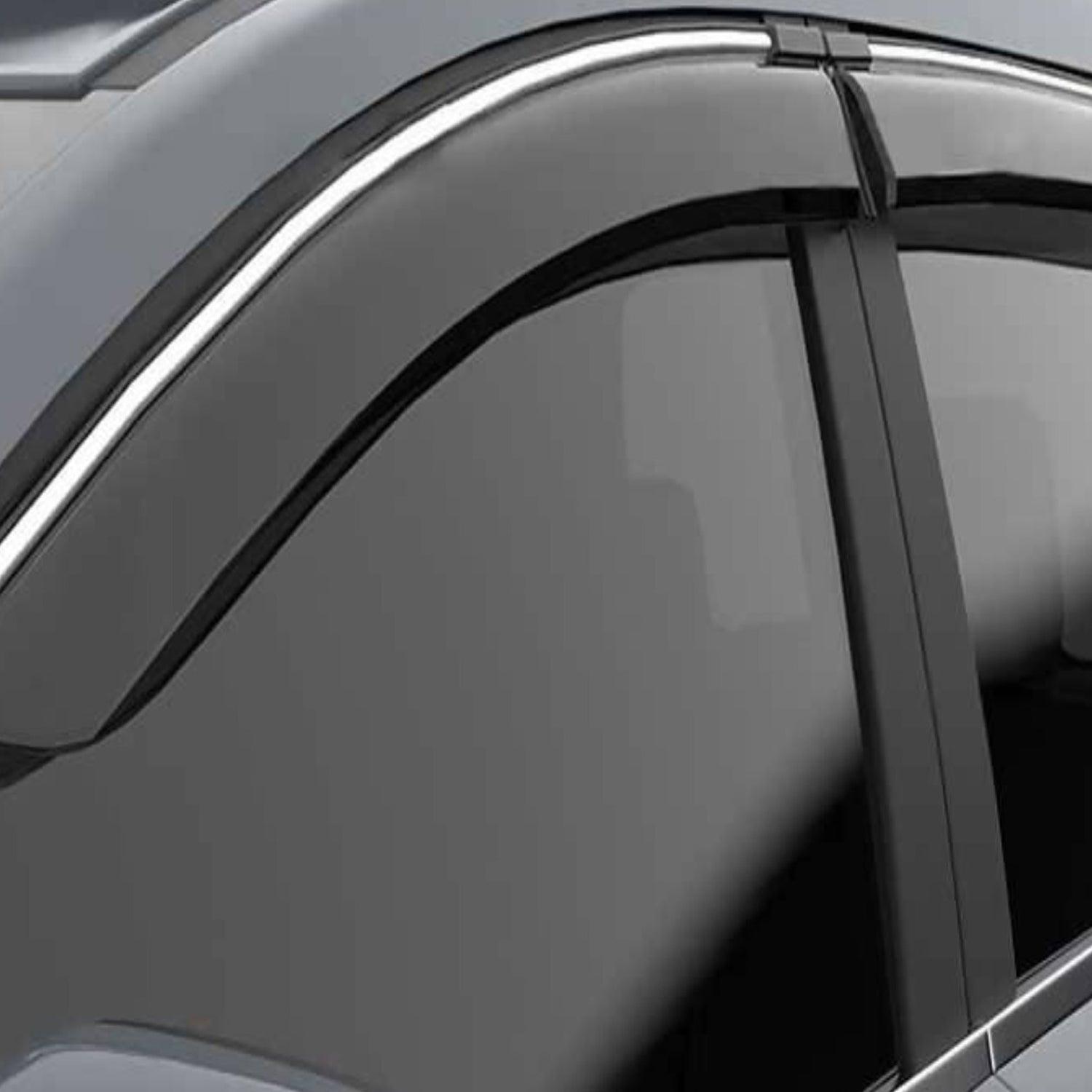 Galio Car Window Door Wind Visor with Silver Chrome Line for Hyundai Aura 2019 Onwards - Autosparz
