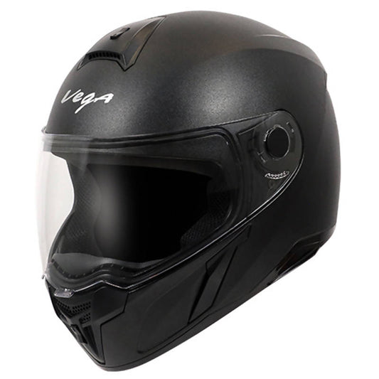 Vega Evo Leather Finish Black Helmet