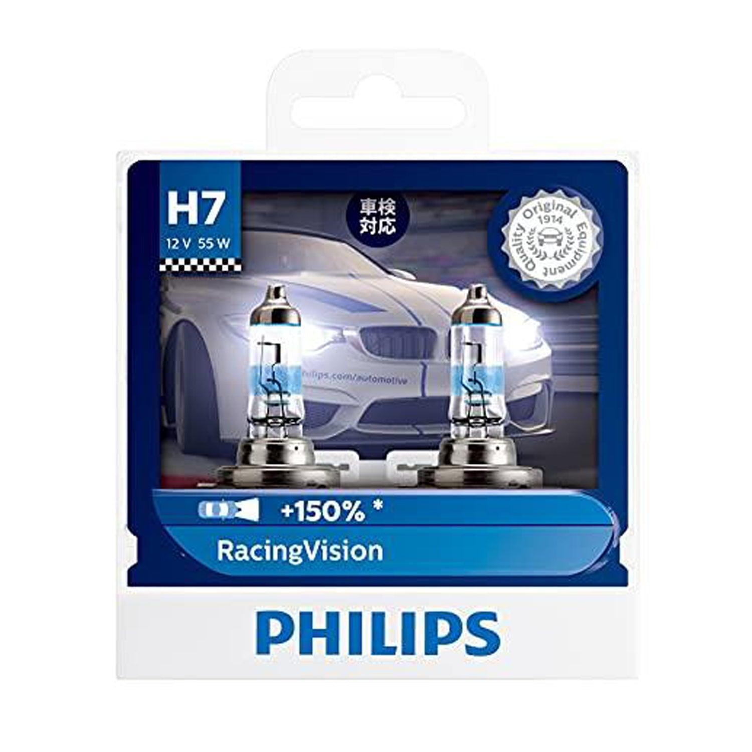 Philips RacingVision H7 12972RVS2 Headlamps (12V, 55W, 2 Bulbs) - Autosparz