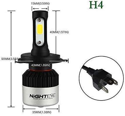 NIGHT-EYE H4 LED Headlight Bulbs Conversion Kit with High Beam Headlamp - Autosparz