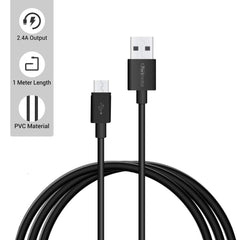 Portronics POR-654 Konnect Core 1M Micro USB Cable with Charge & Sync Function (Black)