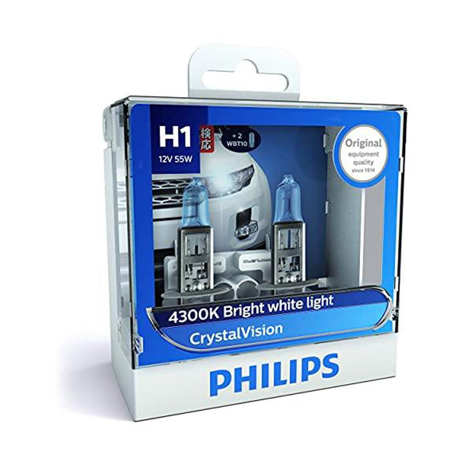 Philips H1 WBT10 12258 Crystal Vision Headlight Bulb (12V, 55W, 2 Bulb –  Autosparz