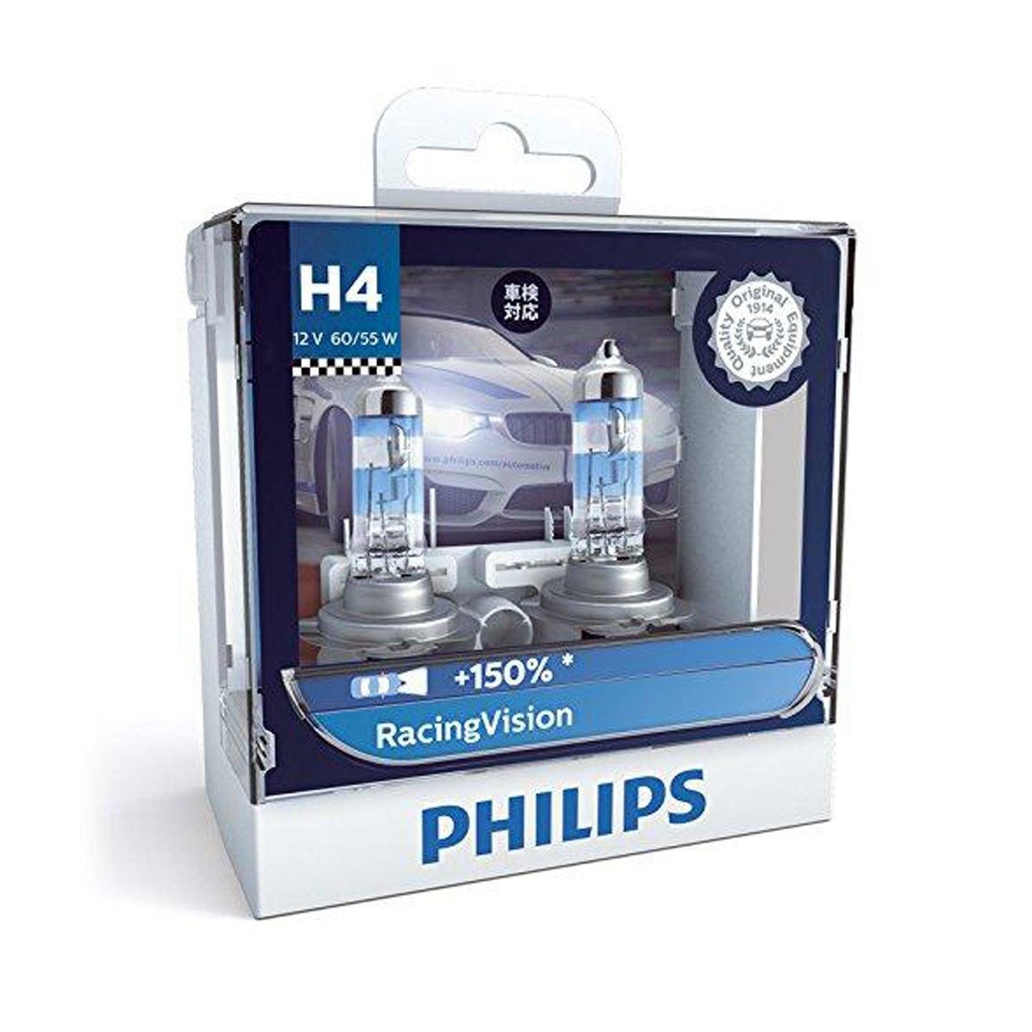 Philips RacingVision H4 12342RVS2 Headlamps (12V,60/ 55W, 2 Bulbs) - Autosparz