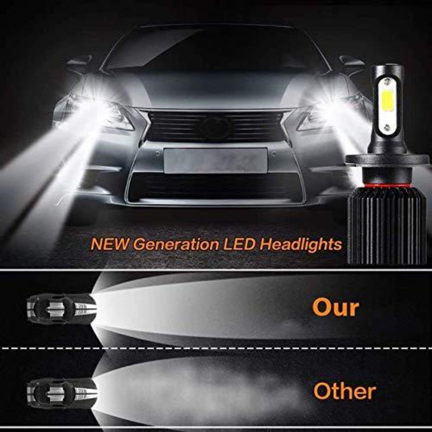 Potauto H7 Headlight Bulb with X1 LEDynamic Super Bright Ultrawhite Light- Set of 2 - Autosparz