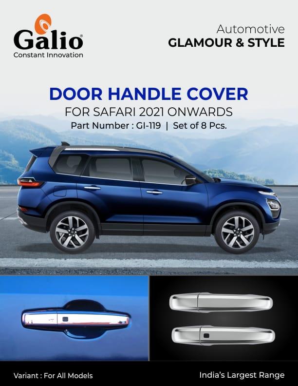 Galio Chrome finish Door Handle Cover For Tata Safari (2021 onwards) (Set of 8 Pcs.) - Autosparz