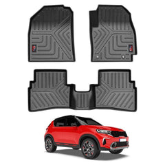 GFX Car Floor Foot Mats Compatible for Kia Sonet (2020 Onwards) (Black)