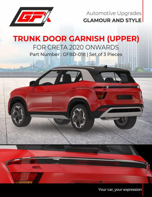 GFX Trunk Door Garnish (Upper) For Hyundai Creta (2020 onwards) (Set of 3 Pcs.) - Autosparz