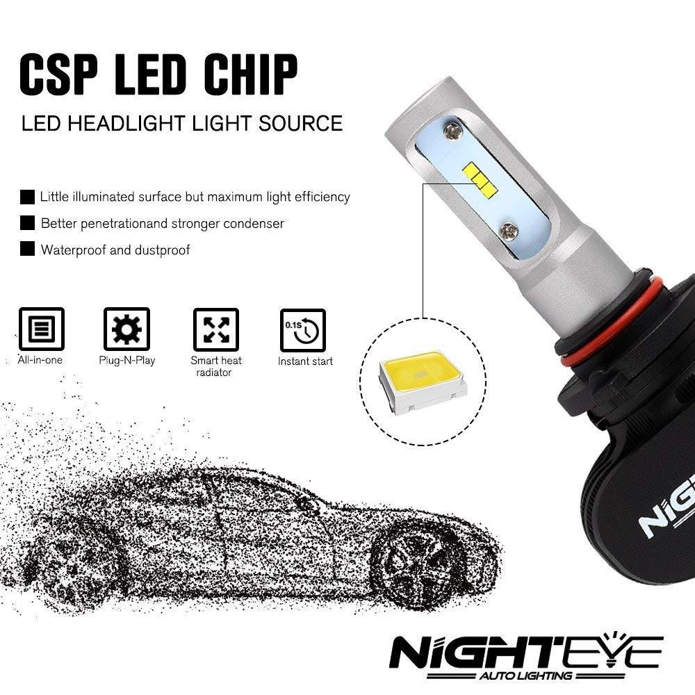 NIGHT-EYE H7 LED Headlight Bulbs Conversion Kit with High Beam Headlamp - Autosparz