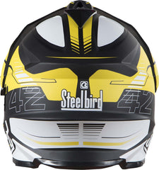 Steel Bird Off Road Racing SBH-13 Helmet with Plain Visor (Glossy Black and Yellow, L) - Autosparz