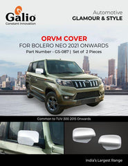 Galio Chrome finish Outside Rear View Mirror (ORVM) Cover For Mahindra Bolero Neo (2021 onwards) (Set of 2 Pcs.) - Autosparz