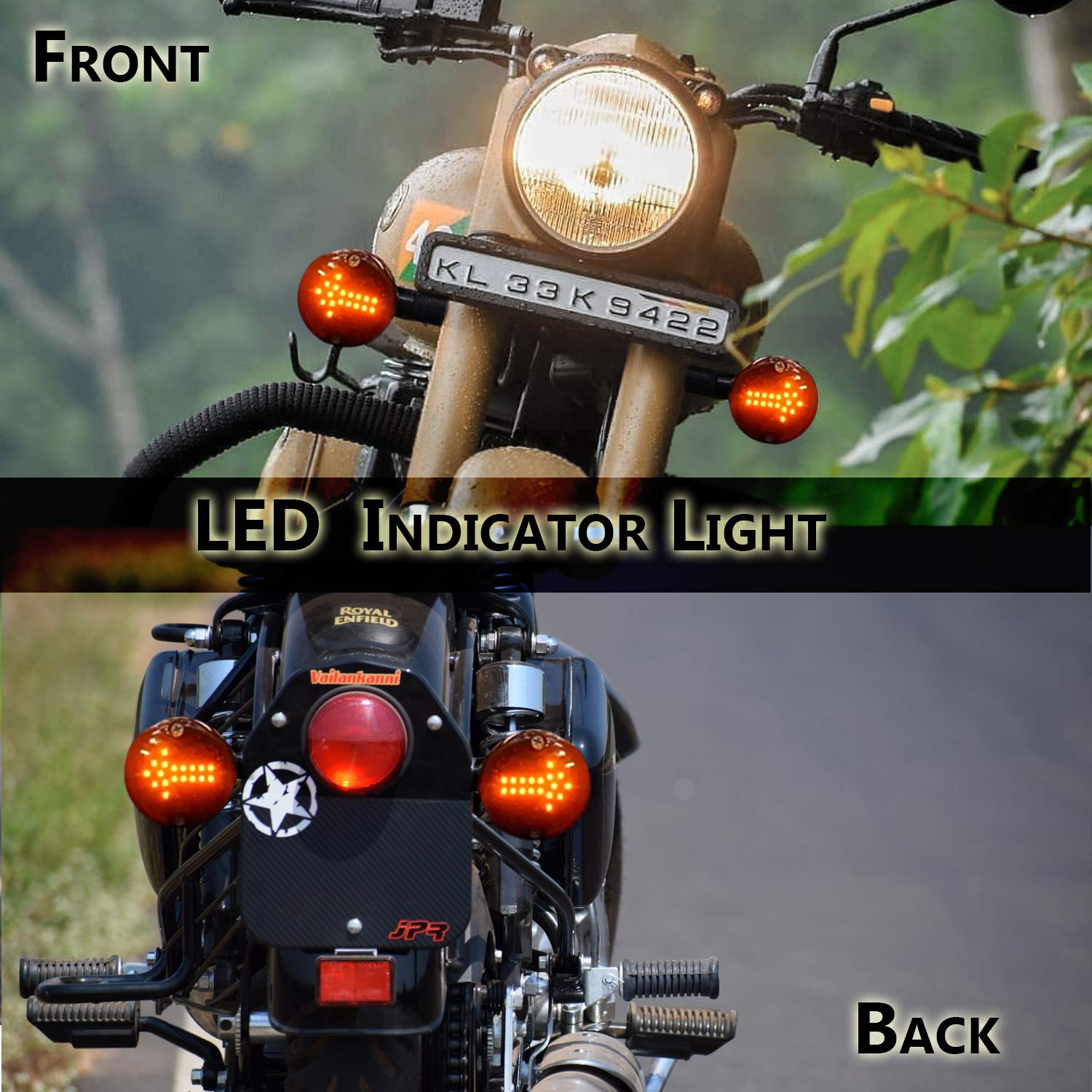 AutoSun Arrow LED Side Indicator Red and Orange (Set of 4) for Royal Enfield Classic 350