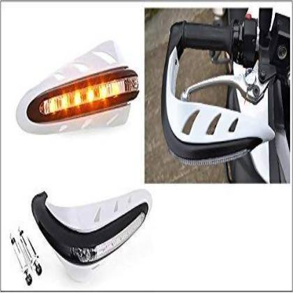 Bikers pitstop Motorcycle Handguards with Led Light 78 Grips - (White,2 Pcs.)
