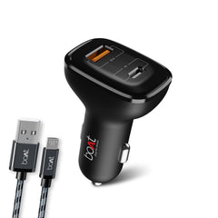 Boat Dual QC-PD Port Rapid Car Charger with Micro USB cable (Black)