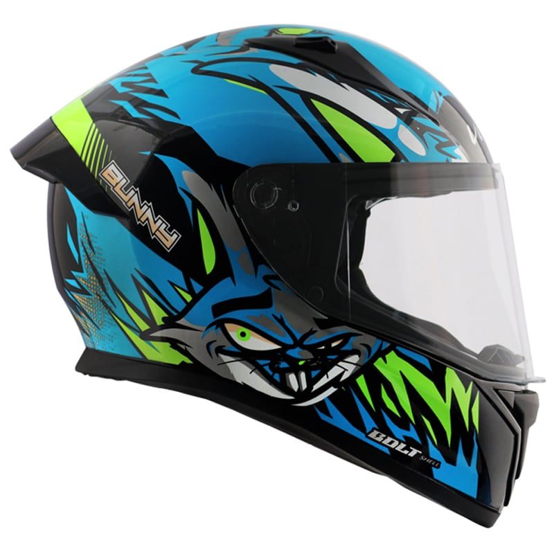 Vega Bolt Bunny Black Neon Blue Helmet