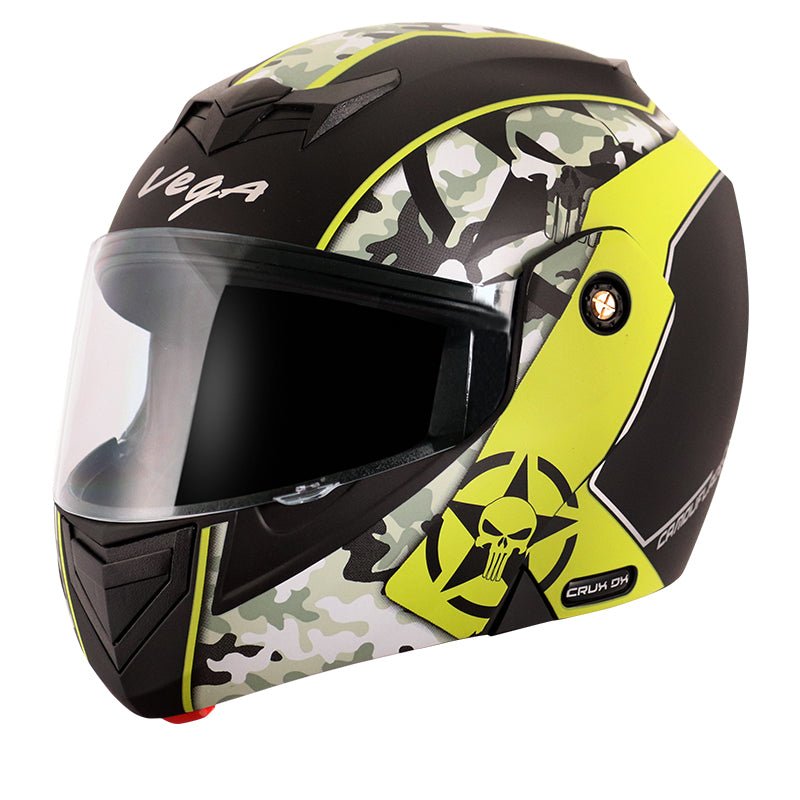 Vega Crux Dx Camouflage Dull Black Neon Yellow Helmet