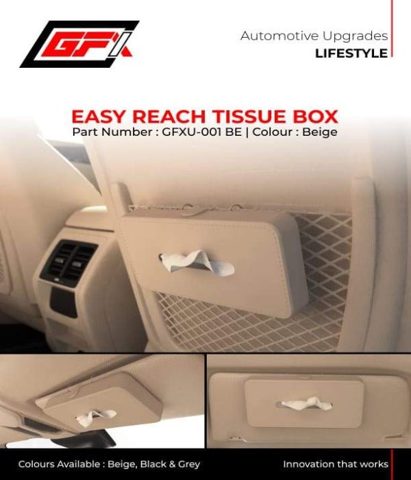 GFX Car Tissue Box Holder Universal Fit On Car Sun Shade (Beige)
