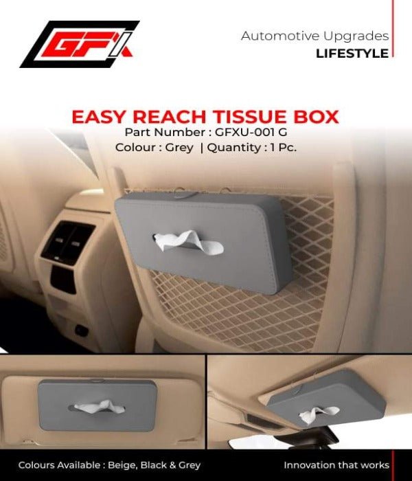 Easy Reach Car Tissue Box Holder Universal Fit On Car Sun Shade & Back Seat  (Grey)