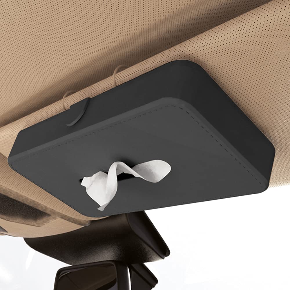 GFX Car Tissue Box Holder Universal Fit on Car Sun Shade (Black)