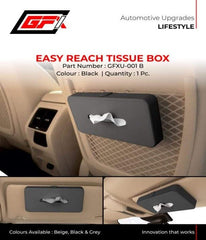 GFX Car Tissue Box Holder Universal Fit on Car Sun Shade (Black)
