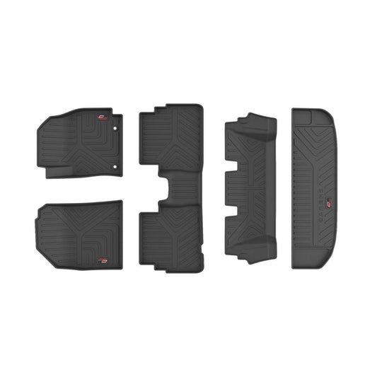 GFX Life Long Car Floor/Foot Mats With Trunk Mat Compatible For KIA Caren (2022 Onwards) (Black) (Set of 5 Pcs)