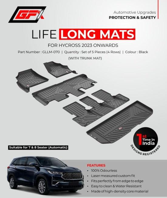 GFX Life Long Floor Mats For Toyota Hycross (2023) (Set of 5 Pcs.)