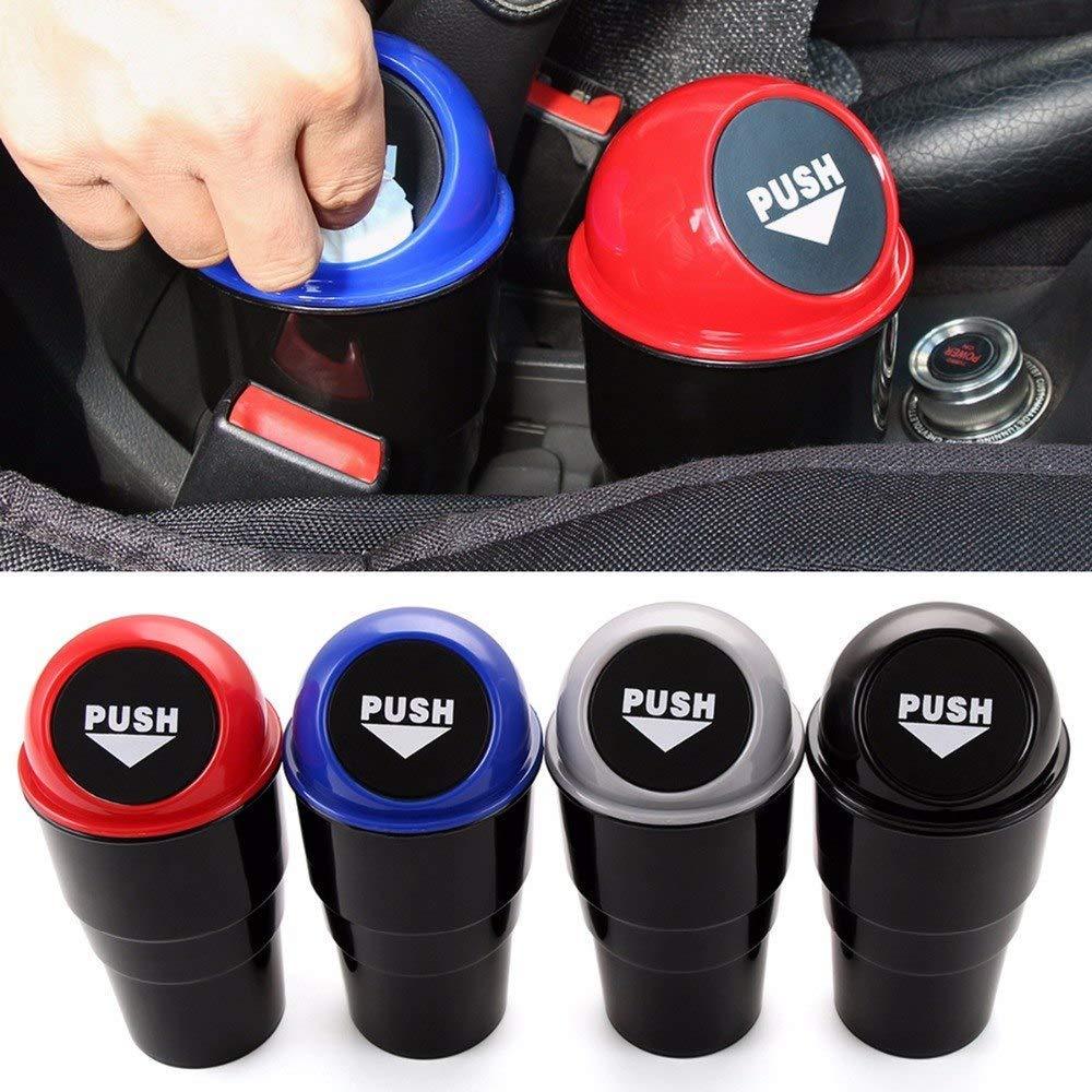 GFX Mini Car Trash Bin Can Holder Dustbin (Red) (pack of 2)