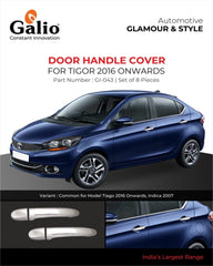 Galio Car Chrome Door Handle Cover Garnish For Tata Tigor (2016 Onwards) (Set of 4 pcs.)