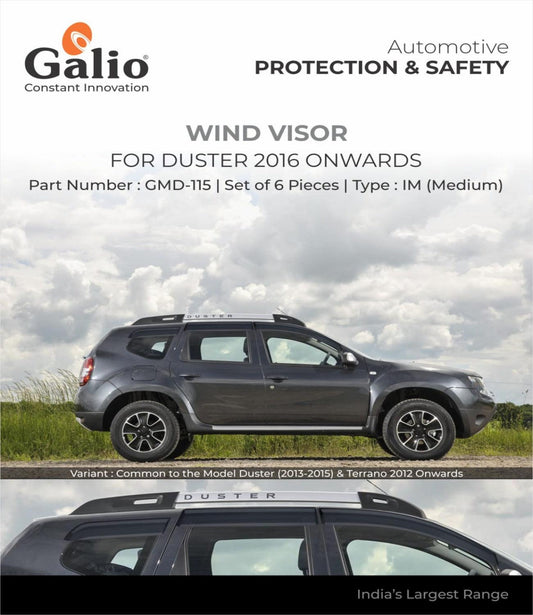 Galio Door Visor Window Deflector For Renault Duster 2016 Onwards (Set of 4 Pcs.) - Autosparz