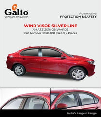 Galio Car Door Wind Visor With Silver Chrome Line For Honda Amaze (2018 onwards) (Set of 4 Pcs.) - Autosparz