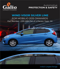 Galio Car Door Wind Visor With Silver Chrome Line For Honda Mobilio (2015 onwards) (Set of 4 Pcs.) - Autosparz