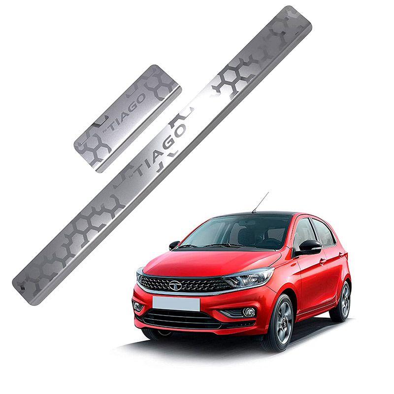 Galio Car Footsteps Sill Guard Stainless Steel Scuff Plate For Tata Tiago (2016 onwards) (Set of 4 Pcs.)