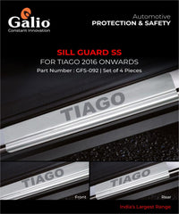 Galio Car Footsteps Sill Guard Stainless Steel Scuff Plate For Tata Tiago (2016 onwards) (Set of 4 Pcs.)