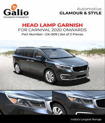 Galio Chrome Head LampLight Garnish Cover For KIA Carnival (2020 Onward) (Set of 2 pcs.)