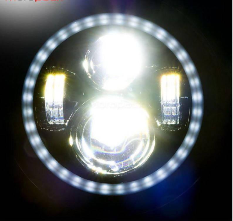 7 Inch Full Ring Round LED Headlight with Hi/Low Beam and Angel Eye Lamp  Compatible with Bullet - AddMeCart